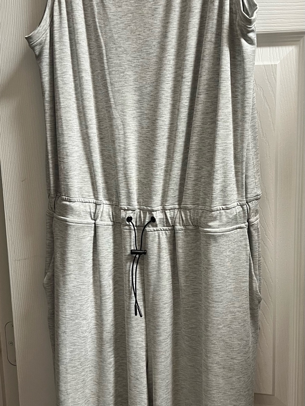 Stylus Sleeveless Heather Gray Drawstring Jumpsuit
